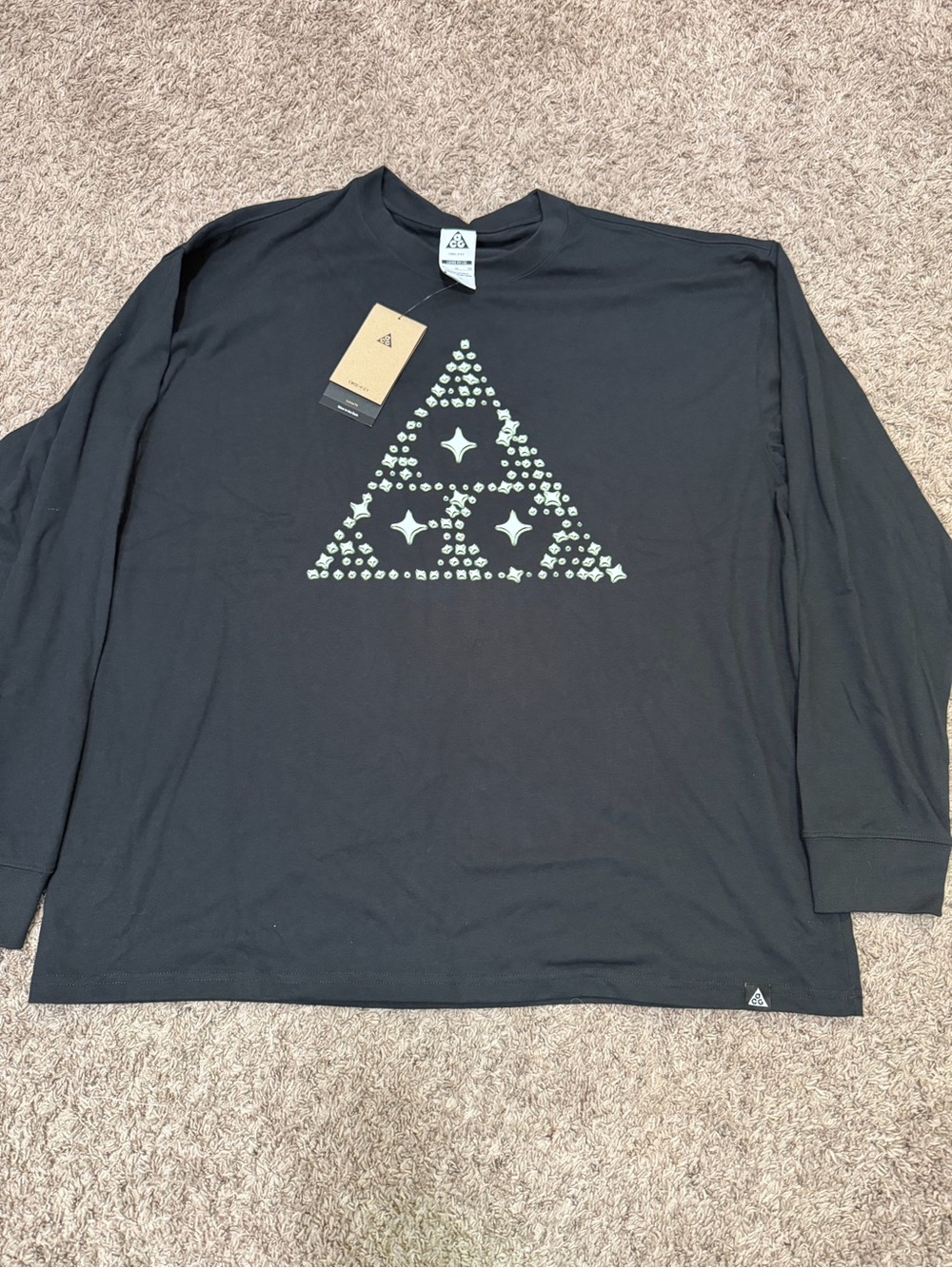 Nike ACG /Stars Graphic Loose Fit Long Sleeve Shirt HV2176-010 Black Men's XL